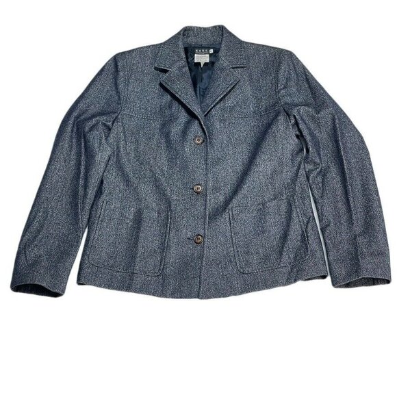 Michael Kors Petite Wool-Cotton Blend Blazer Jacket in Blue Size 4P - Picture 10 of 10